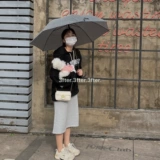 Собака с сетью] домашние серии Korea Ins, черно -белая, простая, холодная и вогнутая форма длинная зонтика