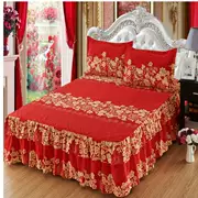 Bộ đồ giường cưới lớn màu đỏ đệm giường váy 1,8 m trải giường 1,5 m 2 m váy đặc biệt