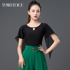 костюм для танца 皇缔 摩登舞上衣国标舞服新款女吉特巴形体走秀练习舞蹈上装拉丁