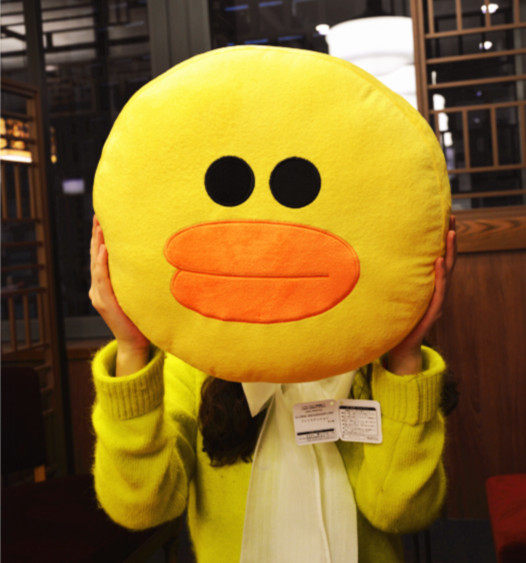 江苏扬州正版line friends 小黄鸭莎莉 青蛙雷纳德沙发抱枕靠垫礼品