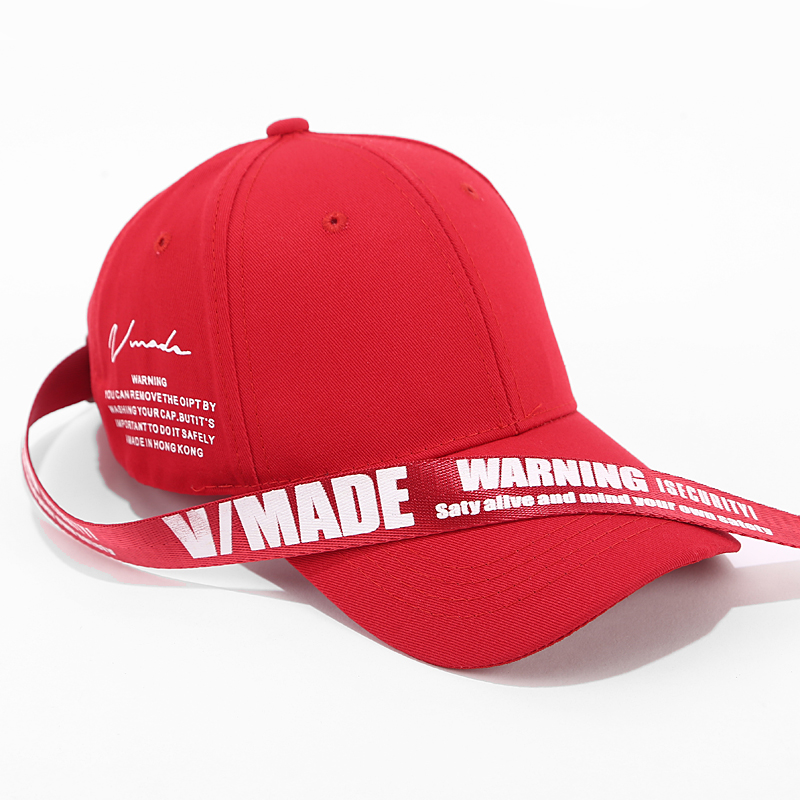 Upgrade & RED HAT + Red BeltBaseball Hat female summer Korean version Versatile street Ribbon Hip hop hat Trendy man Britain sunshade Long belt peaked cap