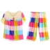 Bông lụa đồ ngủ của phụ nữ phù hợp với mùa hè ngắn tay hai mảnh cotton lụa rayon cotton nhà dịch vụ giản dị XL Bộ Pajama