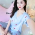 Bông lụa đồ ngủ của phụ nữ phù hợp với mùa hè ngắn tay hai mảnh cotton lụa rayon cotton nhà dịch vụ giản dị XL