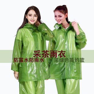 Yukexing 半透明の屋外暴風雨防止茶摘みレインコートとレインパンツセット、大人と男性用、防水全身分割