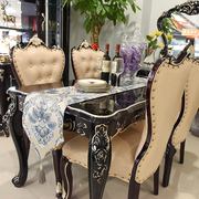 Ebony Châu Âu rắn gỗ bàn ăn và ghế một bảng bốn ghế dark painted vàng đồ nội thất nhà hàng kết hợp đồ nội thất