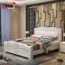 Nguyên Đán gỗ rắn giường 1,8 m 1,5 trắng master bedroom hiện đại nhỏ gọn đôi hộp lưu trữ giường giường gỗ sồi cao - Giường Giường
