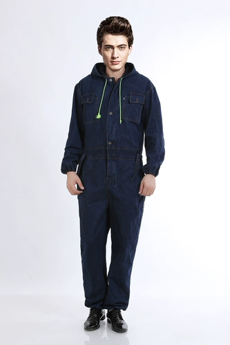 Хлопковый джинсовый дышащий износостойкий комбинезон, увеличенная толщина, защита от ожогов