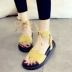 Hàn Quốc phiên bản của thời trang mỏng chân dây đeo mắt cá chân dép nữ phẳng chân vòng may giày phẳng với đáy mềm dày dép Roman