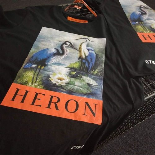 Правильная версия Heron Preston18ss Sianhe Shuanghe Свободный короткий рукав Mei Chao Gao Street Men and Women Ins Tee