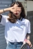 Váy mùa hè phiên bản Hàn Quốc của phim hoạt hình đại học gió lỏng cổ áo polo ngắn tay áo thun học sinh giản dị áo sơ mi - Áo phông áo phông ngắn tay Áo phông