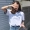 Váy mùa hè phiên bản Hàn Quốc của phim hoạt hình đại học gió lỏng cổ áo polo ngắn tay áo thun học sinh giản dị áo sơ mi - Áo phông áo phông ngắn tay