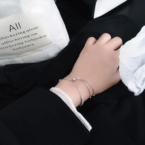 Платиновый импортный небольшой дизайнерский универсальный регулируемый браслет, платина 950 пробы, инкрустировано бриллиантами, серебро 925 пробы