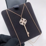 Платиновая импортная подвеска для ключей, ожерелье, золотая цепочка до ключиц, белое золото 18 карат, со снежинками, розовое золото, серебро 925 пробы