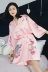 Wei Mi Da Xiu Hoa Mẫu Đơn Thêu Meng Meng Yao với một chiếc áo choàng áo choàng cho thấy bộ đồ ngủ phụ nữ mùa thu lụa lụa áo choàng tắm áo choàng Night Robe