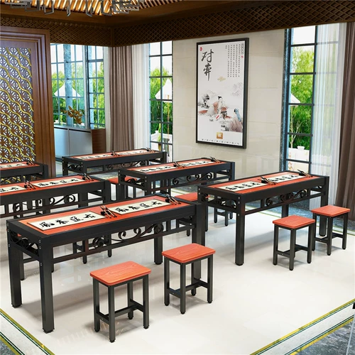 Столк с твердым деревом с двойным шахматным столом, перевертываемая китайская крытая многофункциональные таблицы и комбинации стул