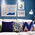 Màu xanh mô hình hình học đệm Bắc Âu bông và vải lanh hiện đại đơn giản pillowcase mô hình phòng khách nhà sofa đệm chăn kèm gối Trở lại đệm / Bolsters