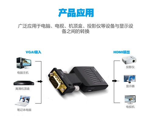 VGA Converter HDMI преобразование преобразования заголовок аудио входной ссылки Дисплей Отображение высокая связь