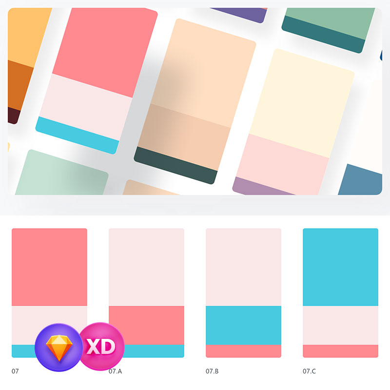 UI视觉色卡配色渐变色彩潮流时尚小清新APP网页常用色预设设计素材模板
