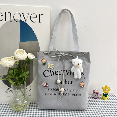 Шоппер, вместительная и большая универсальная сумка на одно плечо, коллекция 2023, в корейском стиле