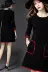 Mùa thu đông 2019 màu đen mới Một chiếc váy từ nữ mập mạp cỡ lớn cỡ lớn tự tu luyện che bụng váy - A-Line Váy đầm xòe công chúa cao cấp A-Line Váy
