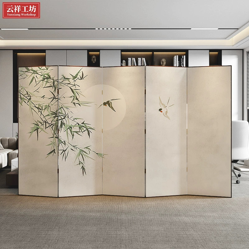 Màn hình phong cách Trung Quốc tùy chỉnh 
            bằng gỗ nguyên khối có màn hình gấp vách ngăn phòng khách văn phòng hiện đại phòng trà lối vào đơn giản chặn hiên nhà di động vách ngăn giá rẻ 