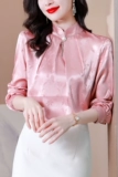 Шелковая осенняя элитная рубашка, модный шелковый топ, в западном стиле
