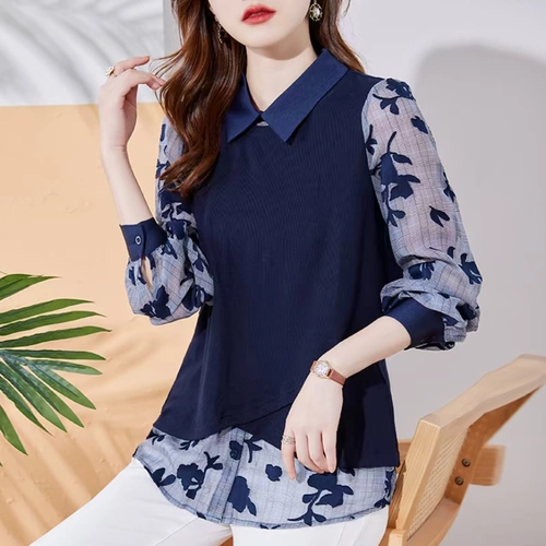 Комплект, модная осенняя рубашка, осенний топ, в западном стиле, в корейском стиле, длинный рукав, 2023, европейский стиль