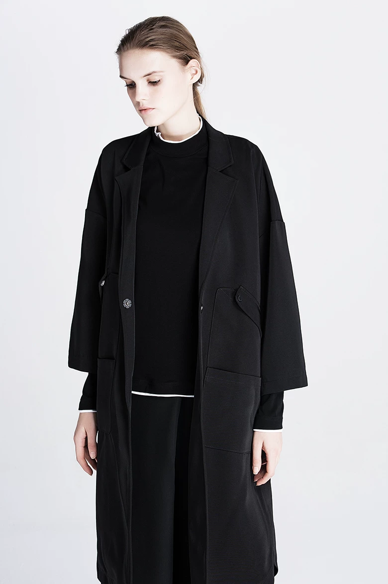 Костюм, trench coat, осенняя оригинальная дизайнерская куртка, свободный крой