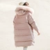 Áo khoác lông mùa đông cho phụ nữ dày, áo khoác dày mùa đông oversized trên đầu gối nhung vàng bf xuống áo khoác cotton - Bông