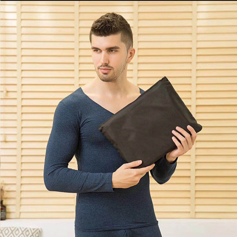 保暖内衣男无痕纯棉V领青年大码全棉磨绒秋衣