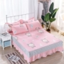 Bộ đồ giường bằng vải cotton đơn chiếc giường trải giường bằng vải bông mùa xuân và bộ đồ giường mùa hè cho trẻ em - Váy Petti ga giường viền ren