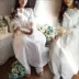 New Nhật Bản xếp li Crepe hòa tan trong nước Lace Court Cotton Retro Váy ngủ công chúa ngọt ngào và thanh lịch Mùa xuân hè - Đêm đầm