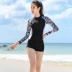 Cặp vợ chồng Hàn Quốc đồ bơi nữ chia tay dài tay sứa phù hợp với ống thở phù hợp với quần áo lướt nhanh quần áo chống nắng - Vài đồ bơi Vài đồ bơi