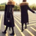 Phiên bản Hàn Quốc của áo len dài phần 2017 thu đông 2017 mới của phụ nữ buông lơi dày trùm đầu áo len lông cổ rộng - Trung bình và dài Coat áo lông Trung bình và dài Coat