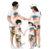 Cha mẹ và con mặc mùa hè 2018 làn sóng mới gia đình ba gia đình đầy đủ mẹ và con gái mẹ và con gái gia đình cotton ngắn tay T-Shirt