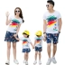 Cha mẹ và con mặc mùa hè 2018 gia đình mới ba gia đình nhà mẹ và con gái gia đình thiết lập bông ngắn tay t- shirt