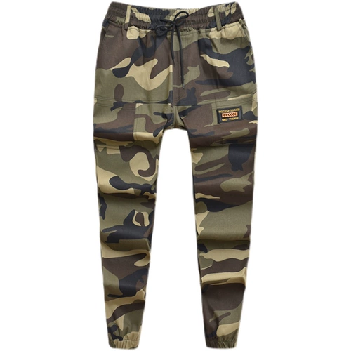 Камуфляжные хлопковые летние трендовые штаны для отдыха, в корейском стиле, оверсайз