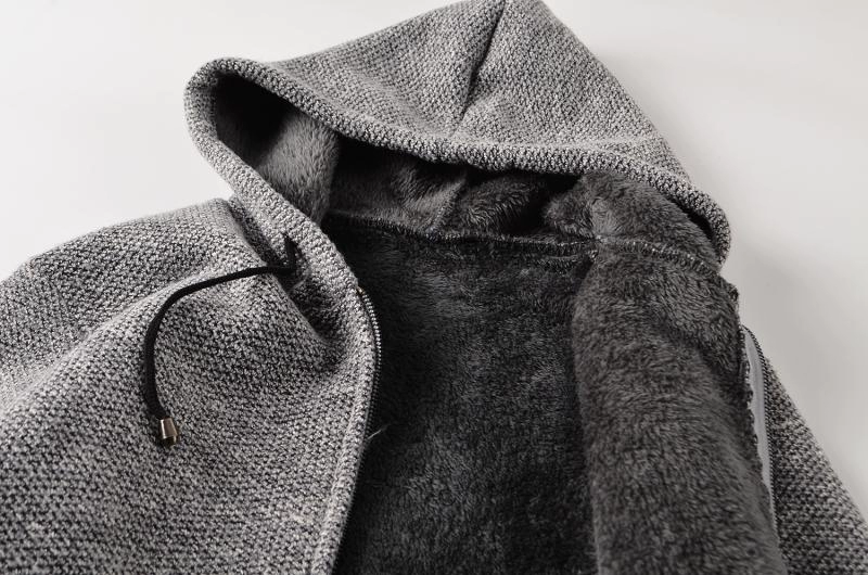 Quần áo dày mùa đông dày áo khoác trùm đầu xu hướng nam mũ len dệt kim áo len ấm áp quần áo quần áo - Cardigan