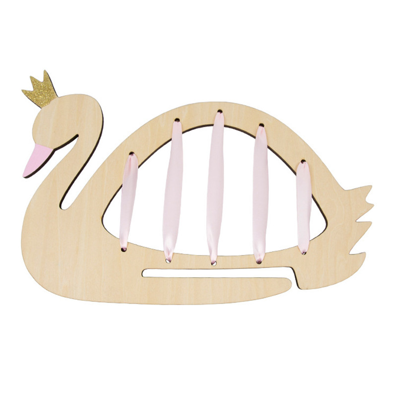 Træ Svanesmykker Hårnål med Loop Hovedreb til børneværelse Væghængende dekoration opbevaring_voghion.com