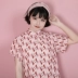 Hành lá cắt gốc tự chế cô gái hồng sửa đổi món ăn khóa sườn xám phong cách Trung Quốc ngắn tay áo ăn mặc phong cách Trung Quốc