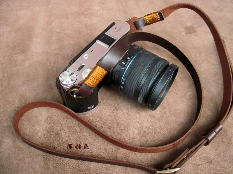 Làm bằng tay lớp da retro máy ảnh DSLR với dây đeo máy ảnh da điều chỉnh nhiều màu LOGO - Phụ kiện máy ảnh DSLR / đơn kính cường lực ipad