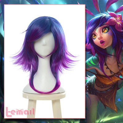 taobao agent Lol League of Legends COS purple and blue mixed color Neeko Panhua Pingling Nicole cosplay wig
