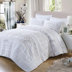 Cotton retro điều hòa không khí màu rắn Pháp được phủ trắng bởi giường bao gồm ba bộ chăn đôi ga giường cute Trải giường