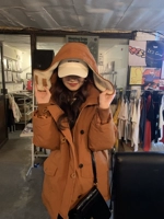 Куртка, пуховик с капюшоном, топ, в корейском стиле