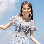 Mùa hè 2019 thương hiệu mới của phụ nữ tay áo lá sen in một chiếc váy từ tính khí đầm voan nữ 69263 - A-Line Váy
