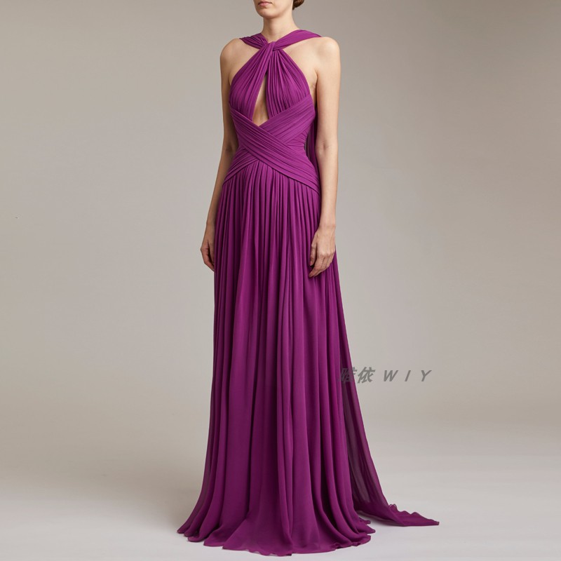 Evening dress long stage host solo costume high-end atmosphere popular red carpet dress 2023 new
