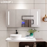 Meido Lan Smart Fog Mirror Cabinet Course Course стены -тип сплошной деревянной коробки для зеркала ванной