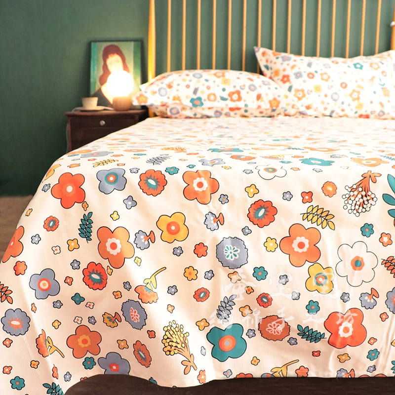 All -cotton encrypted oblique cotton cloth /old coarse cloth broken floral dormitory girl pure cotton sheet quilt pillow case