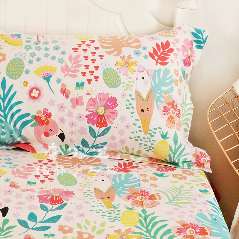 All -cotton encrypted oblique cotton cloth /old coarse cloth broken floral dormitory girl pure cotton sheet quilt pillow case