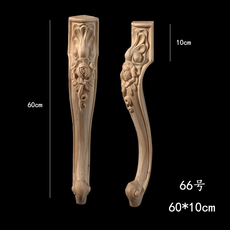 66, 60Cm Highsolid wood table leg European style leg furniture Carved feet Tea table feet Side column Column foot Bedside cabinet Side side Plinth
